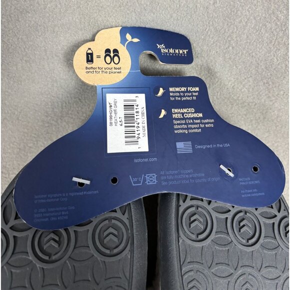 Isotoner Womens Memory Foam Quilted Jersey Bridget Comfort Hoodback S/M 6.5-7 - Picture 8 of 8